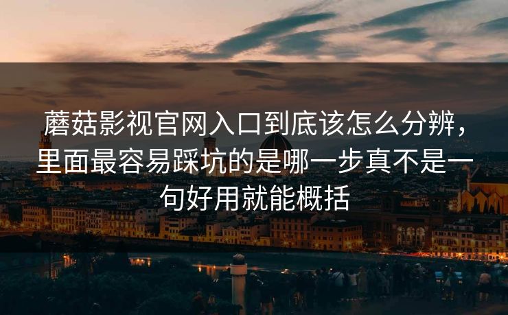 蘑菇影视官网入口到底该怎么分辨，里面最容易踩坑的是哪一步真不是一句好用就能概括