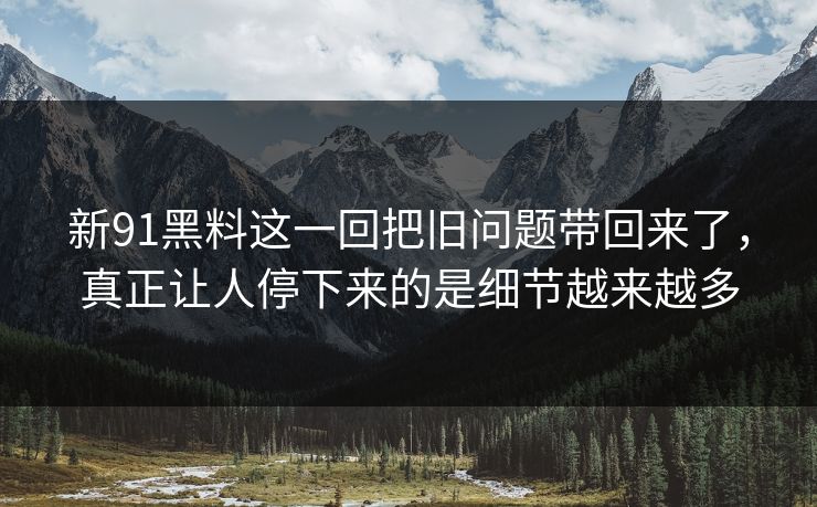 新91黑料这一回把旧问题带回来了,真正让人停下来的是细节越来越多 新91黑料这一回把旧问题带回来了,真正让人停下来的是细节越来越多